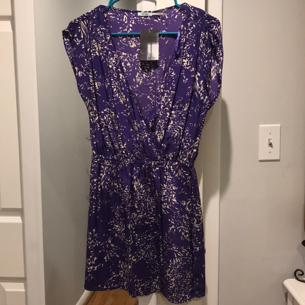 Purple Kimchi Blue V-Neck Silk Dress - Size Small